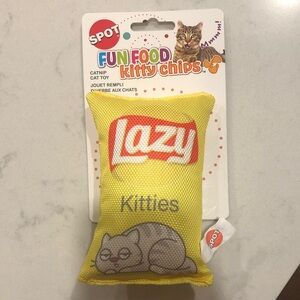 Yellow Catnip Toy with Cat Design Lazy Kitties